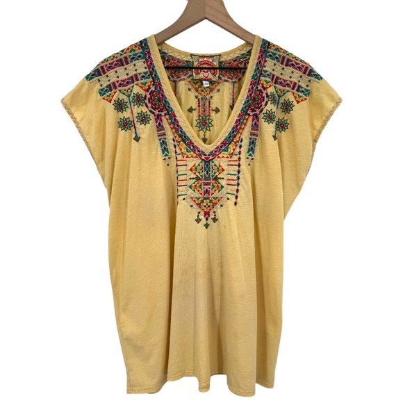 Johnny Was Embroidered Boho Tunic Top Yellow Size Large - Picture 2 of 5